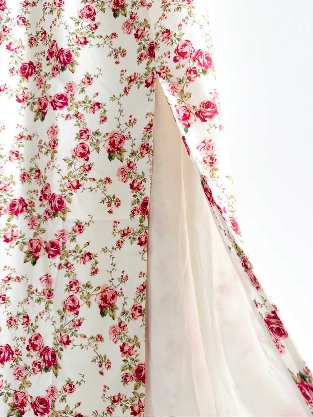House of CB Cream Midi Slip Dress Rose Print - Picture 9 of 16